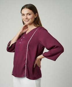 Kurta tendance en coton avec doublure boutonnée, pour un usage quotidien, séchage rapide, prix de gros, vêtement ethnique, couleur vin - Product Image 3