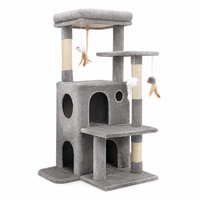 Maison pour chat moderne et confortable avec double porte, condo, perchoirs, griffoir en sisal, panneaux de particules et carton pour chats d'intérieur