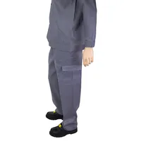 Vente en gros de vêtements de travail réfléchissants 100% sergé de coton gris vêtements de travail costume de travailleurs de l'industrie mécanique uniforme veste et pantalon