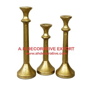 Ensemble de 3 bougeoirs en aluminium et aspect marbré, matériel de conception brillant, ensemble de bougeoirs pour décoration, de mariage et d'église - Product Image 2