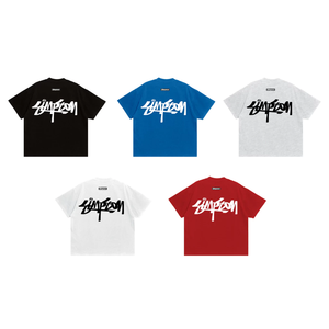 Camiseta unisex Boxy Tatami con bordado de grafiti Oversize Poliéster/Algodón para hombres y mujeres - Product Image 1