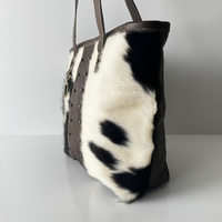 Sac fourre-tout en cuir de vachette à poils collés à l'épaule/sac à main en cuir de vachette rustique fourre-tout quotidien/fourre-tout de voyage