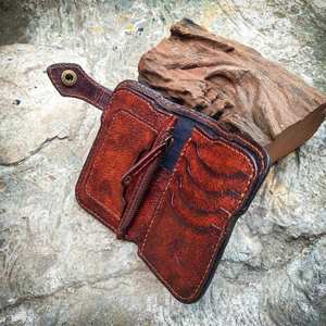 Portefeuille de motard en cuir véritable de luxe, vintage, pliable, géométrique, sculpté, imperméable, avec blocage RFID, pour ranger l'argent liquide et le passeport - Product Image 4