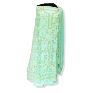 ชุดสูทผ้าไหมสำหรับผู้หญิงทรงเข้ารูป แห้งเร็ว ปักลายด้วยมือ สไตล์งานเลี้ยงแบบดั้งเดิม โดดเด่นด้วยแฟชั่นอินเดีย-ปากีสถาน สวยสง่า - Product Image 1