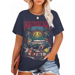 T-Shirt a girocollo Oversize da donna con stampa personalizzata camicia da donna in bianco maglietta traspirante da donna <span class=keywords><strong>per</strong></span> ragazze - Product Image 1