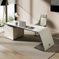Bureau de direction moderne en demi-lune blanc minimaliste au design créatif, bureau de luxe pour PDG, directeur, cadre