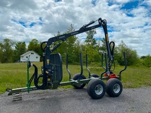 Remorque en bois hydraulique de bois de bûche de tracteur de ferme d'atv avec le treuil télécommandé de grappin de grue pour des machines de sylviculture - Product Image 3