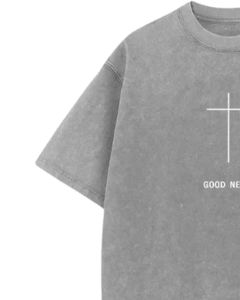 T-shirt en coton lavé surdimensionné personnalisé par le fabricant, gris, vintage, délavé à l'acide, streetwear lourd, tee-shirt vierge à imprimer pour hommes - Product Image 3