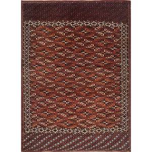 Tapis en laine noué à la main Kiaan grande surface Paem-818 Rouge Orange Géométrique Abstrait pour Entrée de Maison Couloir Tapis Rectangulaire 9x12 - Product Image 1