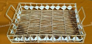 Plateau en jute décoratif de luxe en forme de rectangle pour la maison, l'hôtel et le restaurant servant des aliments Plateau en jute au design moderne avec poignées - Product Image 5