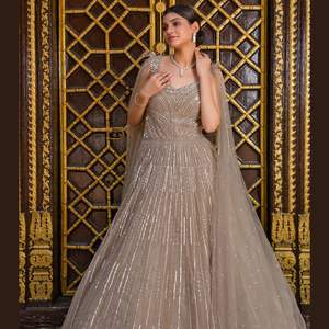 Nuevo vestido de boda de alta calidad para novias, red, secuencia intrincada, Beats, trabajo, adornos de diamantes, tradicional para fiestas - Product Image 1