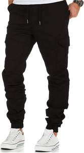 Nay1il, pantalones de chándal informales para hombre, ropa de trabajo deportiva de otoño, cierre de cintura elástica, peso pesado, ajuste holgado, estilo frontal plano con múltiples bolsillos - Product Image 4