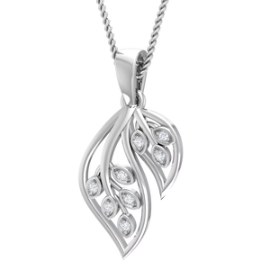 14K Gold & Natural Diamond Women's Leaf Pendant | 0.03Ctw | Nature Inspired Fine <b>Jewelry</b>, Bulk Orders & Customization - Product Image 1