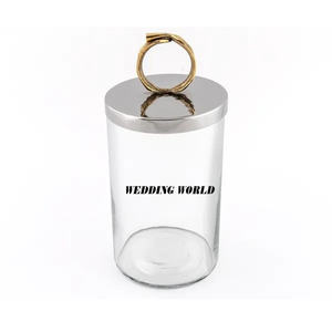 Metal <b>Candy</b> Jar With Tray Best Quality Handmade Designer Nut Server Premium Quality Classic Stylish Luxury Metal Dry Fruit Jar - Product Image 4