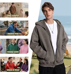 Sudaderas con Capucha para Hombre, Invierno, Casual, Color Sólido, Lavado Ácido, Corte Regular, 100% Algodón, Transpirable, Ecológico - Product Image 1