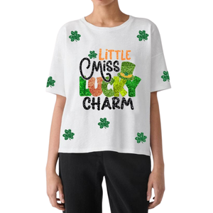 Oversized 2025 New Custom St. Patrick's Day <b>Sequins</b> Motifs Embroidery Party Carnival Design Casual Tees for women Wholesale - Product Image 5