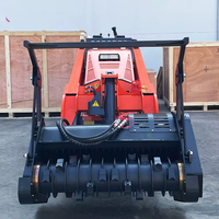 Mini-chargeuse compacte diesel Derette V1000 avec attache broyeur forestier, chargeuse frontale compacte pour l'agriculture et la foresterie