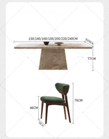 Table à manger rectangulaire moderne en dalle de pierre, style français, luxe léger, personnalisable, mobilier de maison