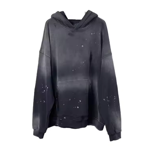 Sweats à capuche surdimensionnés en coton biologique 100% personnalisés pour hommes, vêtements de rue déchirés en détresse, tenue décontracté pour l'hiver - Product Image 2