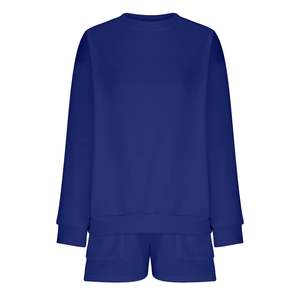 Sudadera con capucha de algodón de gran tamaño para mujer, pantalones cortos por encima de la rodilla, conjunto de 2 piezas, Tops largos para invierno, camisa corta de dos piezas a juego - Product Image 4