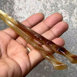 ปิ่นปักผมรูปเขาควายขัดเงาสำหรับผู้หญิงทำจากเขาวัวอุปกรณ์เสริมจากธรรมชาติ - Product Image 1