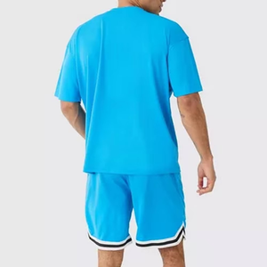 Short de basket-ball tendance pour hommes avec t-shirt de taille normale en coton de qualité supérieure respirant à manches courtes vêtements d'été - Product Image 5