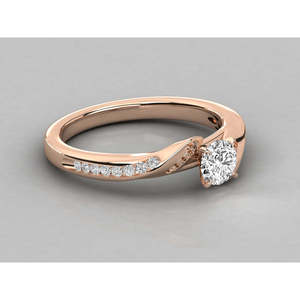 Bague pour femme en or 14 carats avec diamant solitaire de laboratoire, grappe géométrique, taille ovale, plaqué rhodium, certifiée IGI, pour fiançailles - Product Image 2