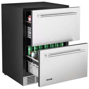 Enfriador de Vino y Bebidas para el Hogar con Doble Cajón de Acero Inoxidable de 24 Pulgadas - Product Image 1