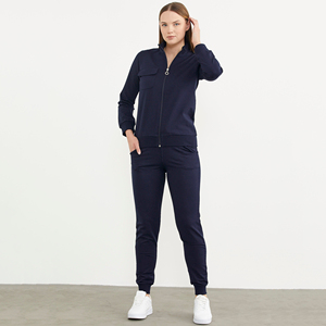 Private Logo Women Zipper Hooded Tracksuit Best Price Quality Price Slim Fit Zipper Two Piece Sets - Product Image 3