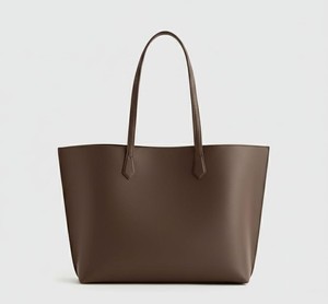 Brown Leather Vintage Fashion Candy Pattern Two-Tone <b>Zip</b> Large Women's Work Shoulder Tote <b>Bag</b> Minimalist Laptop Soft <b>Shopper</b> - Product Image 1