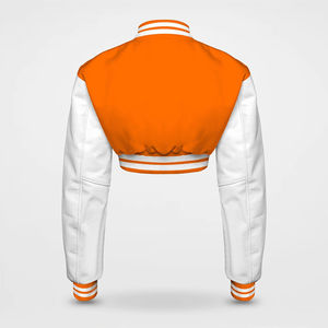 Chaqueta Bomber Varsity de Algodón 100% de Primera Calidad, con Capucha de Borrego, Talla Grande, Parche Bordado Personalizado, Cortavientos para Mujer - Product Image 3