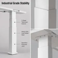 Scrivania Elettrica Regolabile in Altezza a 3 Stadi con Colonna Telescopica in Acciaio Laminato a Freddo, Scrivania con Doppio Motore per Lavoro in Piedi