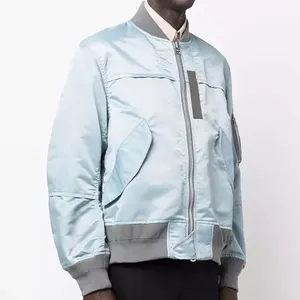 Blouson d'aviateur en satin de soie de haute qualité pour hommes Blouson d'aviateur matelassé en satin à la nouvelle mode et au nouveau style - Product Image 3