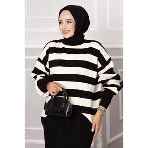 Vestido recortado ancho rayado negro - Product Image 3