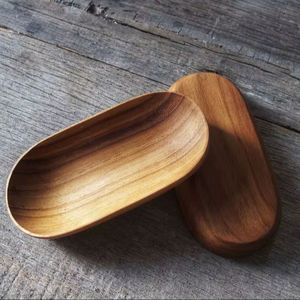 Bandeja ovalada de Caoba Africana moderna hecha a mano, plato de madera decorativo para servir - Product Image 6