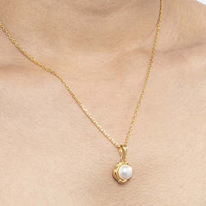 Collar con Colgante Aki de Plata de Ley 925 CLARA con Cadena, Perla Real, Chapado en Oro y Rodio, Regalo para Mujeres y Niñas - Product Image 5