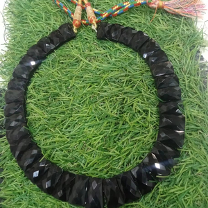 Collier à bavette en onyx noir naturel, collier égyptien Cléopâtre Collier à facettes en onyx - Product Image 4