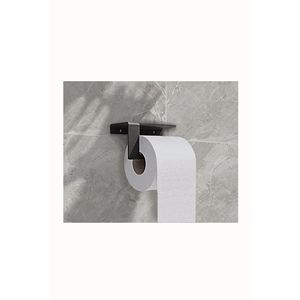 Estante de metal moderno, toallero de baño y soporte de papel higiénico, negro - Product Image 3