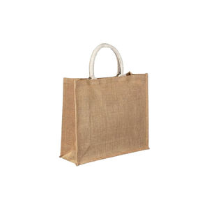 Sacs à provisions 100% naturels faits à la main en tissu de jute motif rayé à la mode respectueux de la terre et élégants en vente - Product Image 1