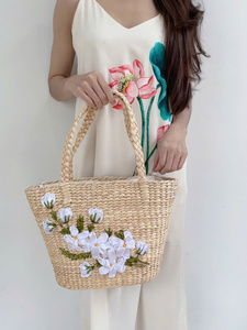 Colección May Tre LTL, bolsos de jacinto de agua Natural hechos a mano ecológicos, dos asas, cierre de puño abierto, diseño de moda - Product Image 2