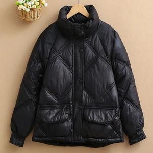 Femmes hiver chaud mi-long mince à capuche fermeture éclair Parkas à manches longues rembourré bouffée veste couleur unie fait peau de mouton coton - Product Image 6