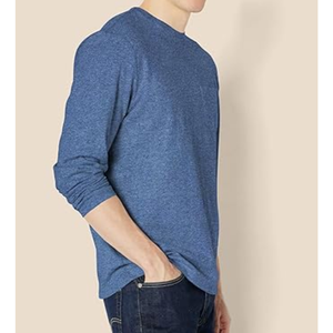 เสื้อยืดคอกลมแขนยาวทรงปกติสำหรับผู้ชาย ผ้าฝ้ายล้างแบบคลาสสิก สวมใส่สบาย ไม่ยับ ระบายอากาศได้ดี เหมาะสำหรับใส่ในชีวิตประจำวัน - Product Image 2