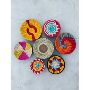 Ensemble de paniers muraux en bambou tissés à la main Sabai, multicolores, style bohème, décoration murale en rotin, ensemble de 7 pièces - Product Image 6
