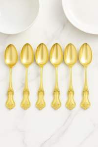 Ensemble de couverts réutilisables cuillère fourchette, couverts de luxe en or vintage gravés, ensemble de vaisselle, couverts de mariage, restaurant d'hôtel - Product Image 5