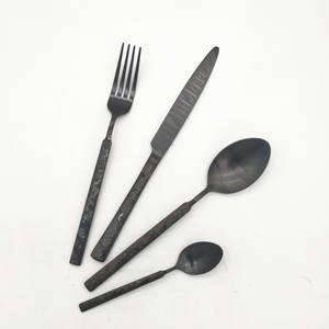 Meilleure vente, ensemble de couverts en acier inoxydable noir mat, cuillère à dîner, fourchette, vaisselle à polir à la machine, ensembles de couverts en métal - Product Image 4