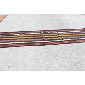 Alfombra vintage de 3.3x16.9 pies, alfombra turca tipo runner, alfombra roja con lunares negros - Product Image 3