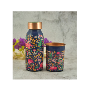 Pure Copper Water <b>Bottle</b> Leak Proof with Health Benefits Drinkware & Storage-900 <b>ML</b> Enamel Printed Copper <b>Bottle</b> - Product Image 6