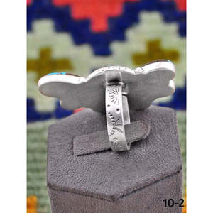 Bague artisanale délicate numéro 8 en turquoise et argent sterling, avec pierre naturelle taille ovale, finition platine, pour usage quotidien - Product Image 3