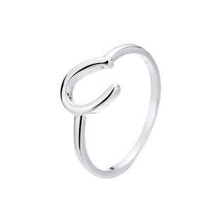 Anello a ferro di cavallo in argento sterling placcato oro rosa e rodio, alla moda, romantico, con intarsio, regalo di tendenza, a forma di numero - Product Image 1