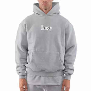 Venta al por mayor de sudaderas con capucha y logotipo personalizado para hombre 100% algodón peso pesado francés Terry Oversized Fit Drop Shoulder patrón sólido - Product Image 1